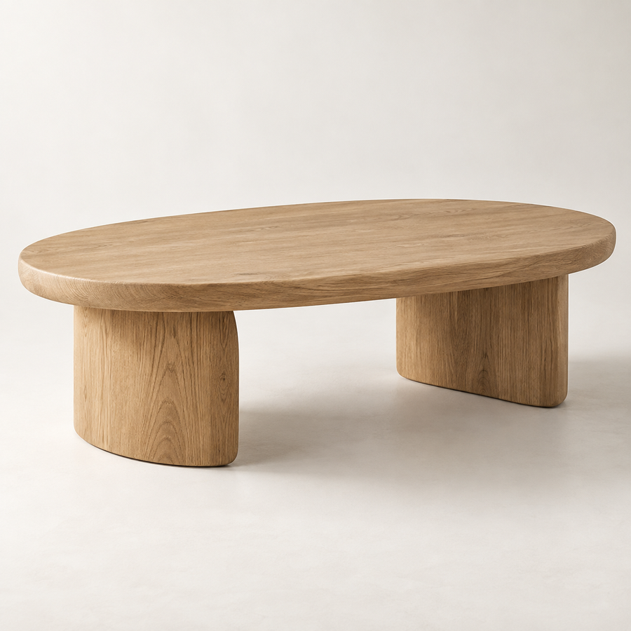 GALET — Table basse ovale en bois clair — visuel de démonstration