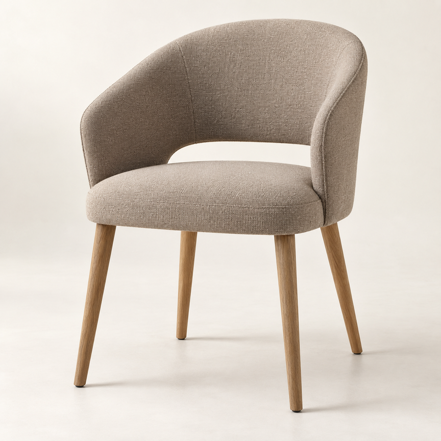 NERI — Chaise rembourrée taupe — visuel de démonstration